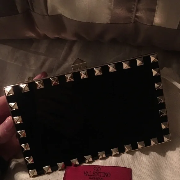 Valentino Rock Stud Metallic Crossbody Clutch NWT - Picture 3 of 4